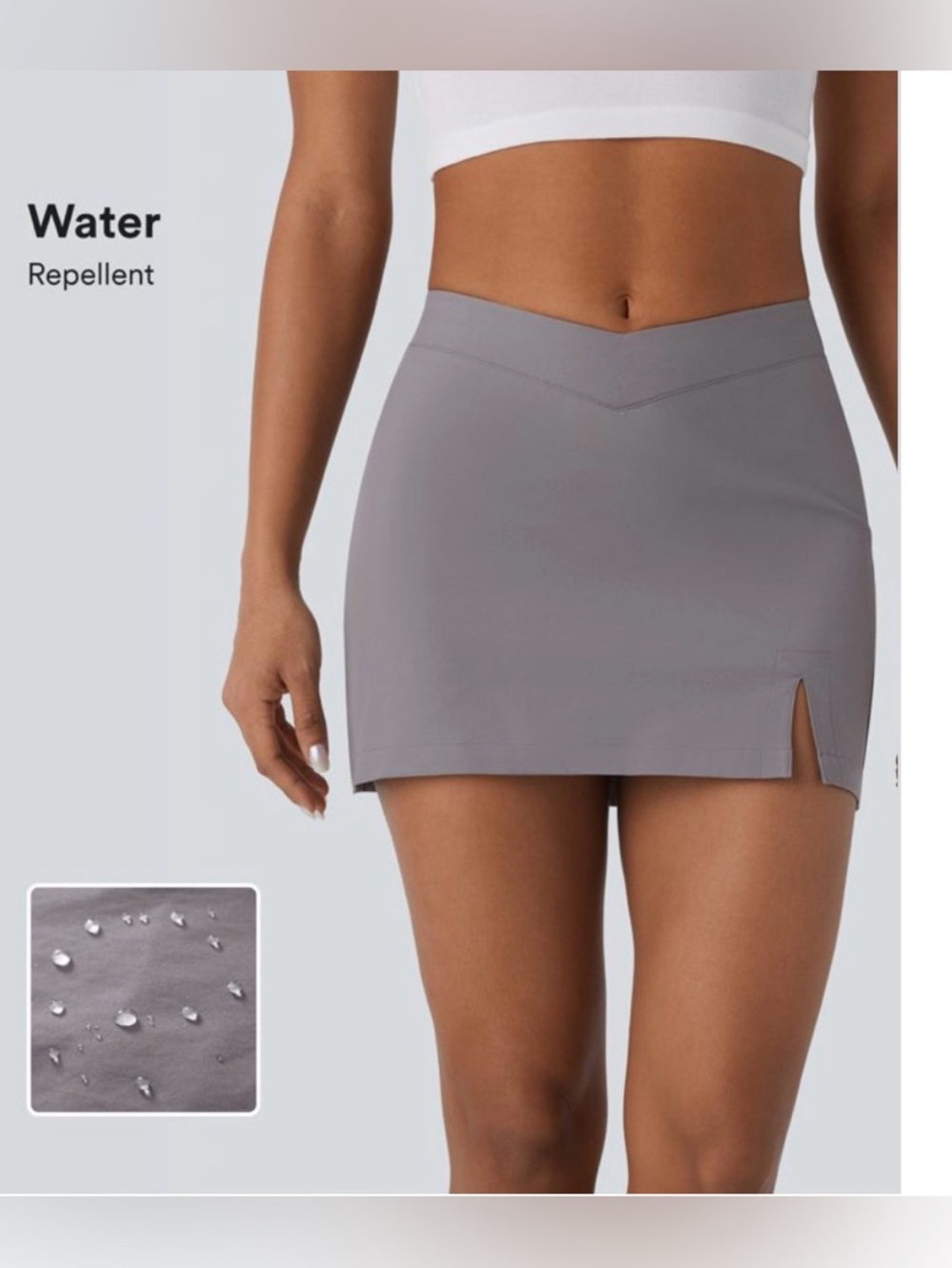 HALARA Gray Mini Skirt with Side Slit